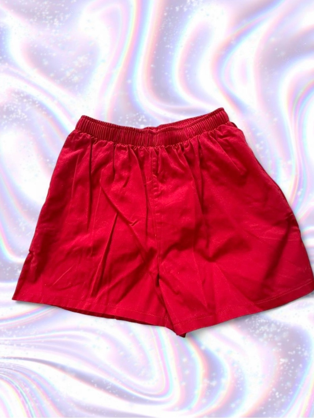 American Vintage Red Elastic-Waist Swim Trunks